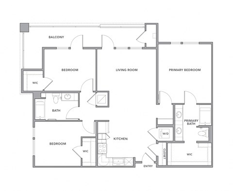 Floor plan for 3 beds, 2 baths, 1528 sqft